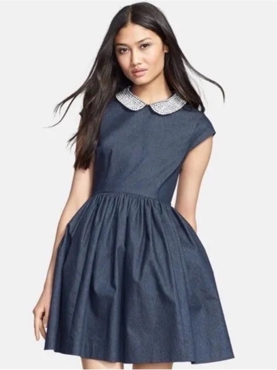 kate spade Dresses & Skirts - Kate Spade navy blue Kimberly rhinestone Peter Pan collar Dress size 6